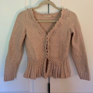 Sleeping On Snow Anthropologie Wool Peplum Cardigan Blush Pink Medium